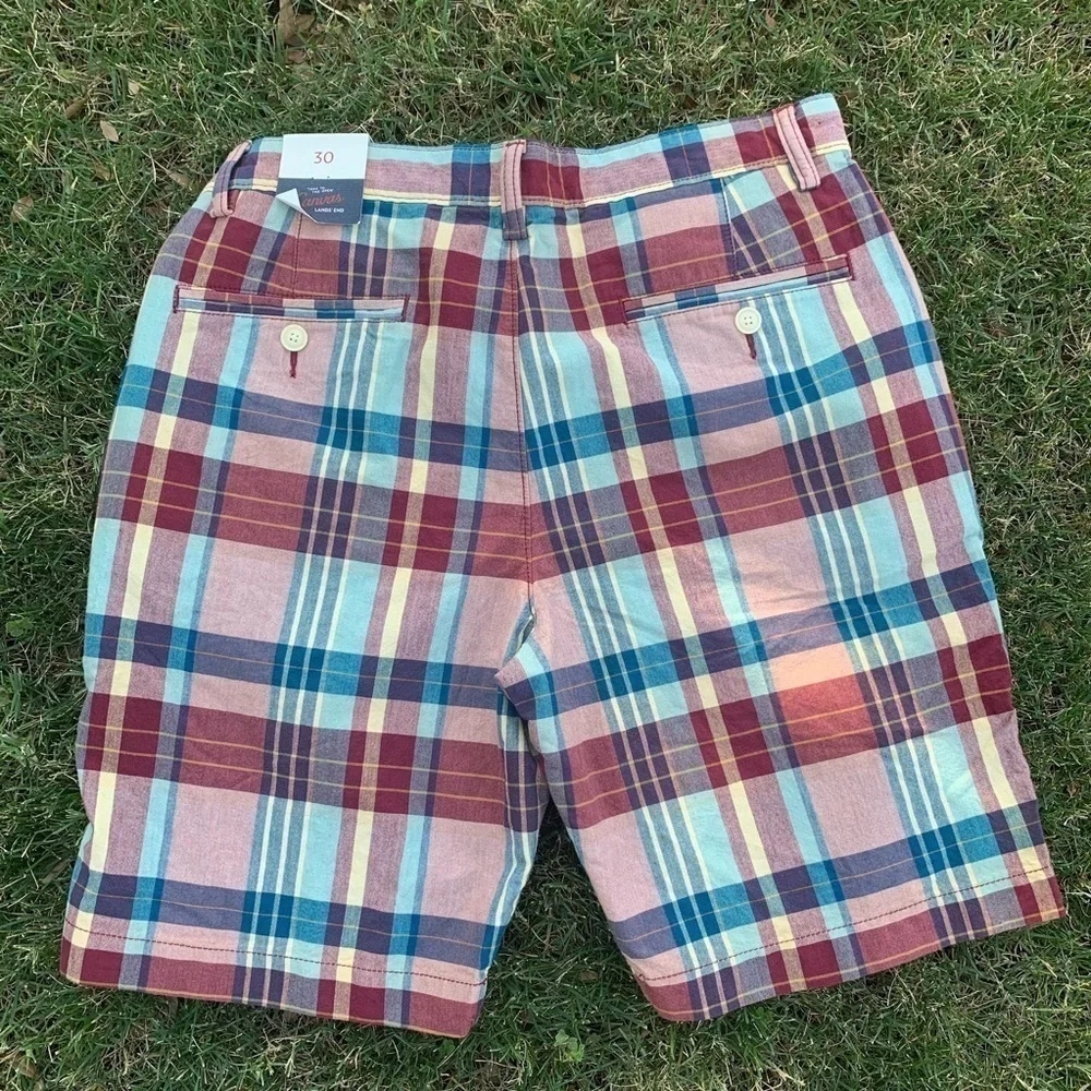 Land’s End Canvas Madras Bermuda Shorts NWT 30